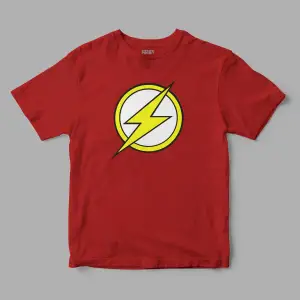The Flash Logo Baskılı Kırmızı Tişört