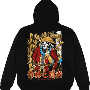 The Monk Panda Siyah Oversize Unisex Kapüşonlu Sweatshirt Hoodie