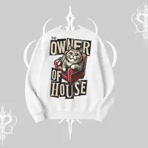 The Owner of House Kedi Arka Baskılı Biskilet Sweatshirt