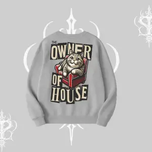 The Owner of House Kedi Arka Baskılı Biskilet Sweatshirt