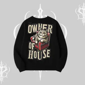 The Owner of House Kedi Arka Baskılı Biskilet Sweatshirt