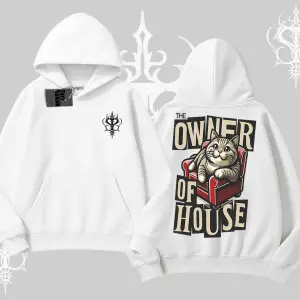 The Owner of House Kedi Arka Baskılı Kapşonlu Sweatshirt