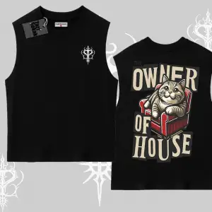 The Owner of House Kedi Arka Baskılı Kolsuz Tshirt