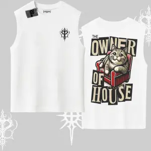 The Owner of House Kedi Arka Baskılı Kolsuz Tshirt