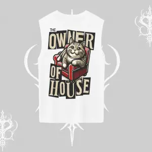 The Owner of House Kedi Arka Baskılı Kolsuz Tshirt