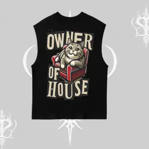 The Owner of House Kedi Arka Baskılı Kolsuz Tshirt
