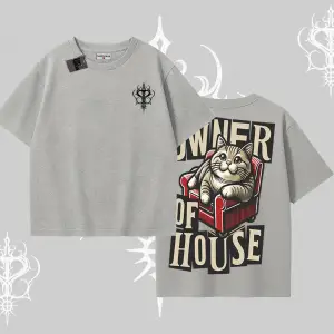 The Owner of House Kedi Arka Baskılı Oversize Tshirt