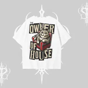 The Owner of House Kedi Arka Baskılı Oversize Tshirt
