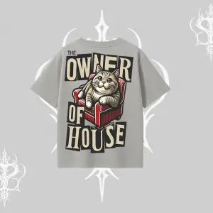 The Owner of House Kedi Arka Baskılı Oversize Tshirt