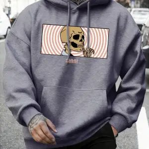 The Skull Under Consideration Kapüşonlu Üst Erkek Sonbahar Sıcak Gevşek Sweatshirt Günlük Pol