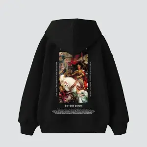 The Two Crowns Baskılı Oversize Unisex Premium Beyaz