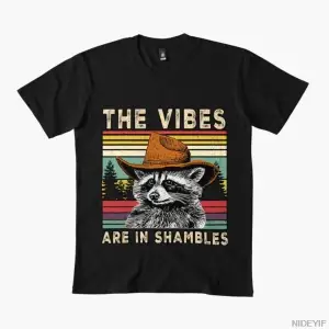 The Vibes Are in Shambles Rakun Erkek Kadın Tişörtü %100 Pamuklu Tişörtler Kısa Kollu Üstler