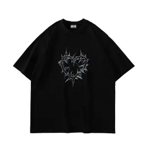 Thorny Heart Baskılı Oversize Unisex Beyaz