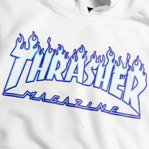 Thrasher Flam Baskılı Oversize Unisex Beyaz