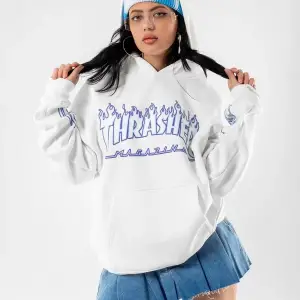 Thrasher Flam Baskılı Oversize Unisex Beyaz