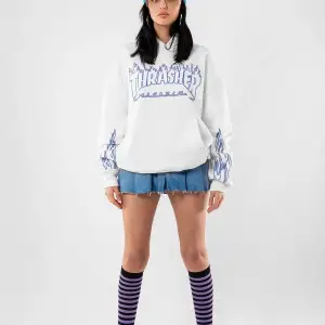 Thrasher Flam Baskılı Oversize Unisex Beyaz