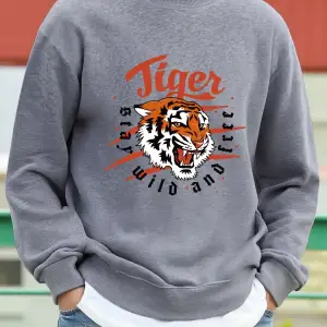 Tiger Stay Wild And Free Desen Erkek Kazaklar Polar Hip Hop Kazak Günlük Giysiler Sonbahar Bi