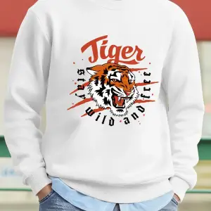 Tiger Stay Wild And Free Desen Erkek Kazaklar Polar Hip Hop Kazak Günlük Giysiler Sonbahar Bi