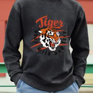 Tiger Stay Wild And Free Desen Erkek Kazaklar Polar Hip Hop Kazak Günlük Giysiler Sonbahar Bi