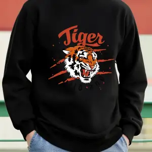 Tiger Stay Wild And Free Desen Erkek Kazaklar Polar Hip Hop Kazak Günlük Giysiler Sonbahar Bi