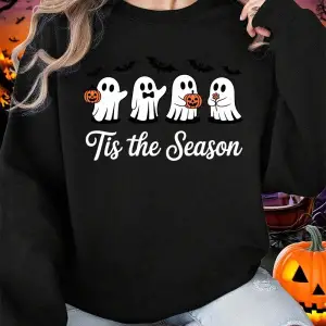 Tis Sezon Hayalet Baskılar Cadılar Bayramı Kazak Kadın Gevşek Rahat Kapüşonlular Kış Polar Sı