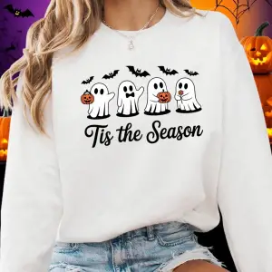 Tis Sezon Hayalet Baskılar Cadılar Bayramı Kazak Kadın Gevşek Rahat Kapüşonlular Kış Polar Sı