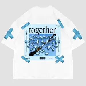 Together Sırt Baskılı Oversize Unisex Beyaz
