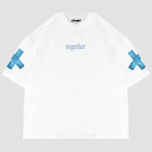 Together Sırt Baskılı Oversize Unisex Beyaz