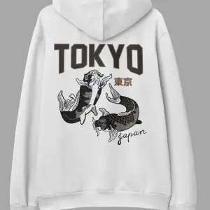 Tokyo Beyaz Oversize Kapüşonlu Sweatshirt