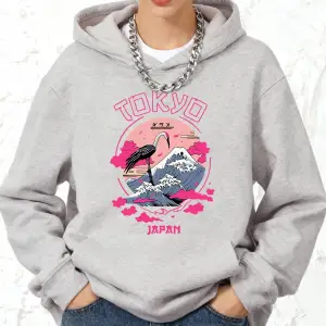 Tokyo Japonya Baskı Kapüşonlular Pamuk Bayanlar Kış Polar Sıcak Kazak Koşu Cep Tişörtü Sporti