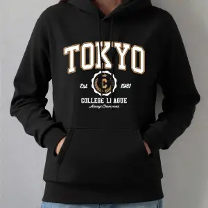 Tokyo Kolej Ligi Baskılar Hoodie Kadın Kış Polar Sıcak Kazak Temelleri Cep Kazak Rahat Rahat