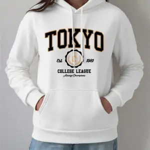 Tokyo Kolej Ligi Baskılar Hoodie Kadın Kış Polar Sıcak Kazak Temelleri Cep Kazak Rahat Rahat