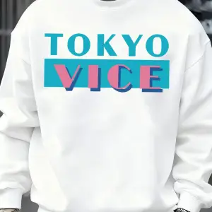 Tokyo Vice Büyük Harfli Baskılı Sweatshirt Erkek Polar Bol Moda Sokak Giyim O-Yaka Sonbahar K