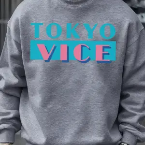 Tokyo Vice Büyük Harfli Baskılı Sweatshirt Erkek Polar Bol Moda Sokak Giyim O-Yaka Sonbahar K