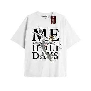 Tom And Jerry Cartoons Unisex Beyaz T-shirt