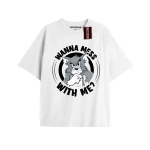 Tom And Jerry Cartoons Unisex Beyaz T-shirt