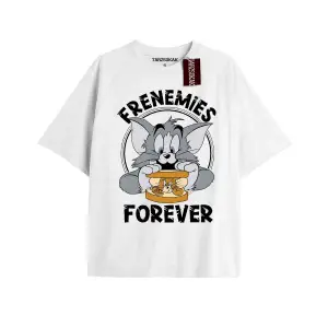 Tom And Jerry Cartoons Unisex Beyaz T-shirt
