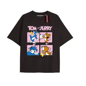 Tom And Jerry Cartoons Unisex Siyah T-shirt