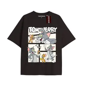 Tom And Jerry Cartoons Unisex Siyah T-shirt