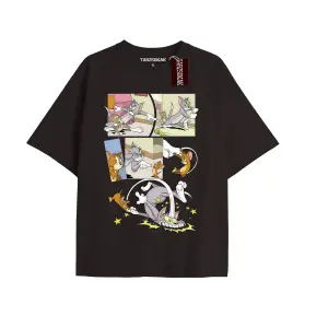 Tom And Jerry Cartoons Unisex Siyah T-shirt