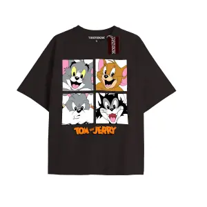 Tom And Jerry Cartoons Unisex Siyah T-shirt