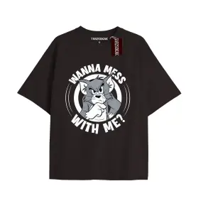 Tom And Jerry Cartoons Unisex Siyah T-shirt