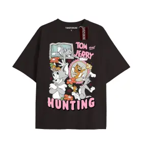 Tom And Jerry Cartoons Unisex Siyah T-shirt