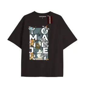 Tom And Jerry Cartoons Unisex Siyah T-shirt