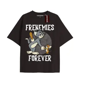 Tom And Jerry Cartoons Unisex Siyah T-shirt