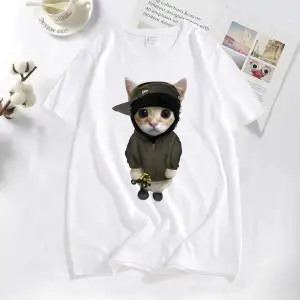 Tonka T shirt ile Yeat Kitty erkekler komik sevimli kedi grafik Tee % baskılı tişört pamuk Te 2821