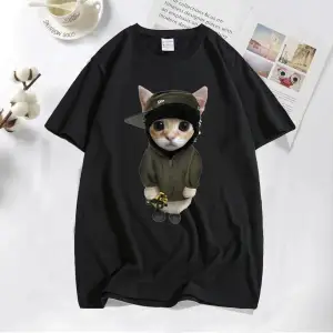 Tonka T shirt ile Yeat Kitty erkekler komik sevimli kedi grafik Tee % baskılı tişört pamuk Te 2821