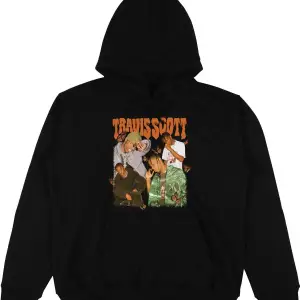 Travis Scott Siyah Oversize Unisex Kapüşonlu Sweatshirt Hoodie