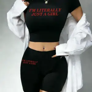 Trend Ben Sadece Bir Kızım Baskılı Babby TeeTişört Şort Kadın İki Parça Takım Üstler Pantolonlar