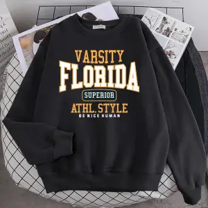 Trend Casual Kadın Kazak Florida Üstün Athl Tarzı Baskı Hoody Sıcak Damla Kollu Kazak Crewnec